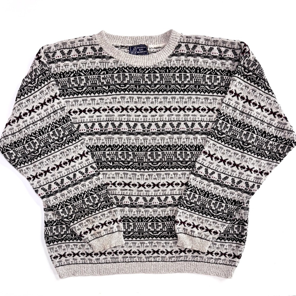 Vintage Peconic Bay Traders Men’s XLT Nordic Print 100% Cotton Crew Neck Sweater